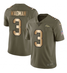 Men's Nike Denver Broncos #3 Colby Wadman Limited Olive Gold 2017 Salute to Service NFL Jersey