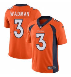 Men's Nike Denver Broncos #3 Colby Wadman Orange Team Color Vapor Untouchable Limited Player NFL Jersey
