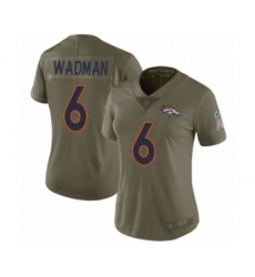 Women's Denver Broncos #6 Colby Wadman Limited Olive 2017 Salute to Service Football Jersey