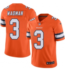 Youth Nike Denver Broncos #3 Colby Wadman Limited Orange Rush Vapor Untouchable NFL Jersey