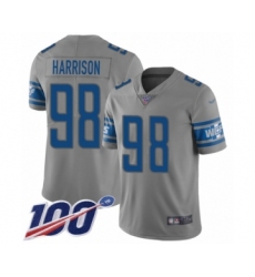 Men's Detroit Lions #98 Damon Harrison Limited Gray Inverted Legend 100th Season Football Jersey