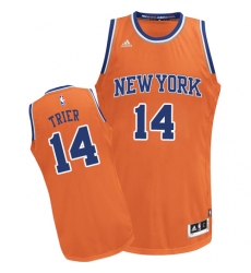 Youth Adidas New York Knicks #14 Allonzo Trier Swingman Orange Alternate NBA Jersey
