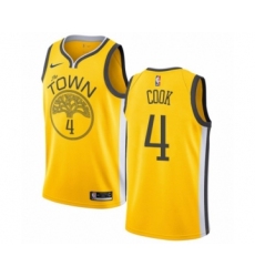Men's Nike Golden State Warriors #4 Quinn Cook Yellow Swingman Jersey - Earned Edition