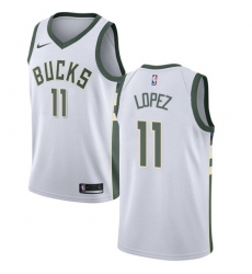 Youth Nike Milwaukee Bucks #11 Brook Lopez Swingman White NBA Jersey - Association Edition