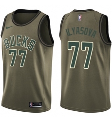 Youth Nike Milwaukee Bucks #77 Ersan Ilyasova Swingman Green Salute to Service NBA Jersey