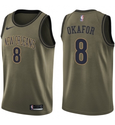 Men's Nike New Orleans Pelicans #8 Jahlil Okafor Swingman Green Salute to Service NBA Jersey