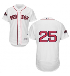 Men's Majestic Boston Red Sox #25 Steve Pearce White Home Flex Base Authentic Collection 2018 World Series Champions MLB Jersey