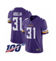 Men's Minnesota Vikings #31 Ameer Abdullah Purple Team Color Vapor Untouchable Limited Player 100th Season Football Jersey