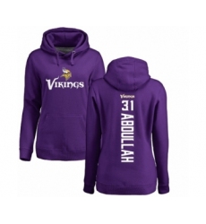 NFL Women's Nike Minnesota Vikings #31 Ameer Abdullah Purple Backer Pullover Hoodie
