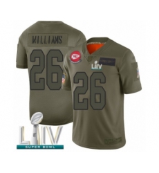 Men's Kansas City Chiefs #26 Damien Williams Limited Olive 2019 Salute to Service Super Bowl LIV Bound Football Jersey