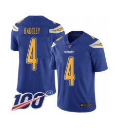 Men's Los Angeles Chargers #4 Michael Badgley Limited Electric Blue Rush Vapor Untouchable 100th Season Football Jersey