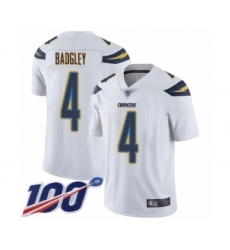 Men's Los Angeles Chargers #4 Michael Badgley White Vapor Untouchable Limited Player 100th Season Football Jersey