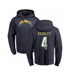 NFL Nike Los Angeles Chargers #4 Michael Badgley Navy Blue Name & Number Logo Pullover Hoodie