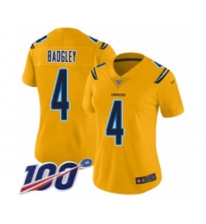Women's Los Angeles Chargers #4 Michael Badgley Limited Gold Inverted Legend 100th Season Football Jersey