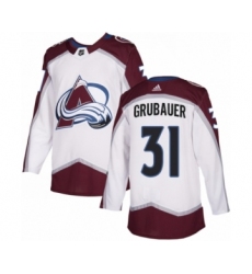 Youth Adidas Colorado Avalanche #31 Philipp Grubauer Authentic White Away NHL Jersey