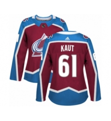Women's Adidas Colorado Avalanche #61 Martin Kaut Premier Burgundy Red Home NHL Jersey