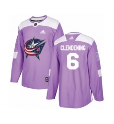 Men's Adidas Columbus Blue Jackets #6 Adam Clendening Authentic Purple Fights Cancer Practice NHL Jersey