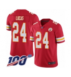 Men's Kansas City Chiefs #24 Jordan Lucas Red Team Color Vapor Untouchable Limited Player 100th Season Football Jersey