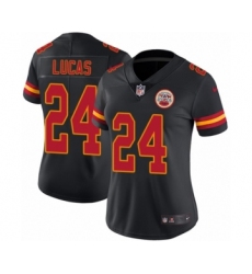 Women's Nike Kansas City Chiefs #24 Jordan Lucas Limited Black Rush Vapor Untouchable NFL Jersey