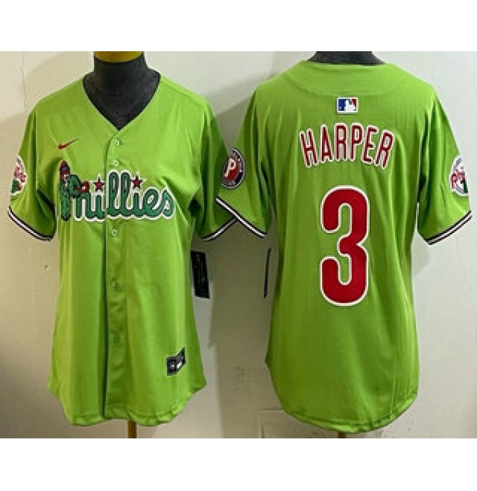 Women's Philadelphia Phillies #3 Bryce Harper Light Green Fashion Cool Base Jersey