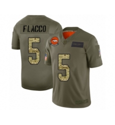 Men's Denver Broncos #5 Joe Flacco Olive Camo 2019 Salute to Service Limited Football Jersey