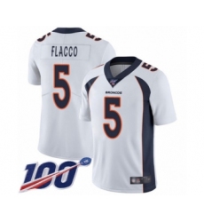 Men's Denver Broncos #5 Joe Flacco White Vapor Untouchable Limited Player 100th Season Football Jersey