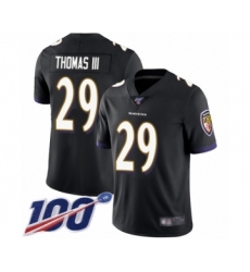 Men's Baltimore Ravens #29 Earl Thomas III Black Alternate Vapor Untouchable Limited Player 100th Season Football Jersey