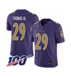 Men's Baltimore Ravens #29 Earl Thomas III Limited Purple Rush Vapor Untouchable 100th Season Football Jersey