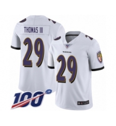 Men's Baltimore Ravens #29 Earl Thomas III White Vapor Untouchable Limited Player 100th Season Football Jersey