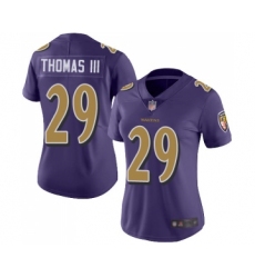 Women's Baltimore Ravens #29 Earl Thomas III Limited Purple Rush Vapor Untouchable Football Jersey