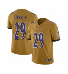 Youth Baltimore Ravens #29 Earl Thomas III Limited Gold Inverted Legend Football Jersey