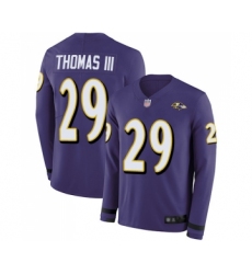 Youth Baltimore Ravens #29 Earl Thomas III Limited Purple Therma Long Sleeve Football Jersey