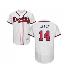 Men's Atlanta Braves #14 Matt Joyce White Home Flex Base Authentic Collection Baseball Jersey