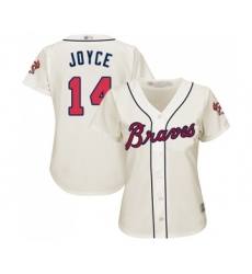 Women's Atlanta Braves #14 Matt Joyce Replica Cream Alternate 2 Cool Base Baseball Jersey