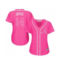 Women's Atlanta Braves #14 Matt Joyce Replica Pink Fashion Cool Base Baseball Jersey