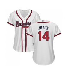 Women's Atlanta Braves #14 Matt Joyce Replica White Home Cool Base Baseball Jersey