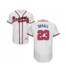 Men's Atlanta Braves #23 Adam Duvall White Home Flex Base Authentic Collection Baseball Jersey