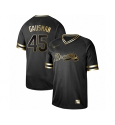 Men's Atlanta Braves #45 Kevin Gausman Authentic Black Gold Fashion Baseball Jersey