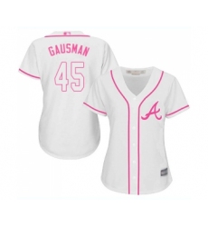 Women's Atlanta Braves #45 Kevin Gausman Replica White Fashion Cool Base Baseball Jersey