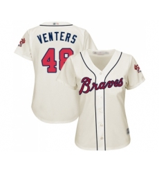 Women's Atlanta Braves #48 Jonny Venters Replica Cream Alternate 2 Cool Base Baseball Jersey