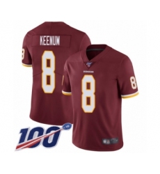 Men's Washington Redskins #8 Case Keenum Burgundy Red Team Color Vapor Untouchable Limited Player 100th Season Football Jersey