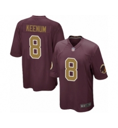 Men's Washington Redskins #8 Case Keenum Game Burgundy Red Gold Number Alternate 80TH Anniversary Football Jersey