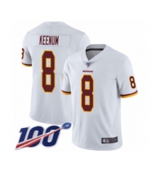 Men's Washington Redskins #8 Case Keenum White Vapor Untouchable Limited Player 100th Season Football Jersey