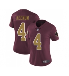 Women's Washington Redskins #4 Case Keenum Burgundy Red Gold Number Alternate 80TH Anniversary Vapor Untouchable Limited Player Football Jersey