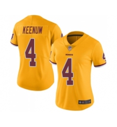 Women's Washington Redskins #4 Case Keenum Limited Gold Rush Vapor Untouchable Football Jersey