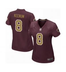 Women's Washington Redskins #8 Case Keenum Game Burgundy Red Gold Number Alternate 80TH Anniversary Football Jersey