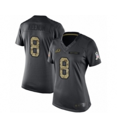 Women's Washington Redskins #8 Case Keenum Limited Black 2016 Salute to Service Football Jersey