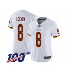 Women's Washington Redskins #8 Case Keenum White Vapor Untouchable Limited Player 100th Season Football Jersey