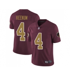 Youth Washington Redskins #4 Case Keenum Burgundy Red Gold Number Alternate 80TH Anniversary Vapor Untouchable Limited Player Football Jerseys