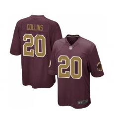 Men's Washington Redskins #20 Landon Collins Game Burgundy Red Gold Number Alternate 80TH Anniversary Football Jersey